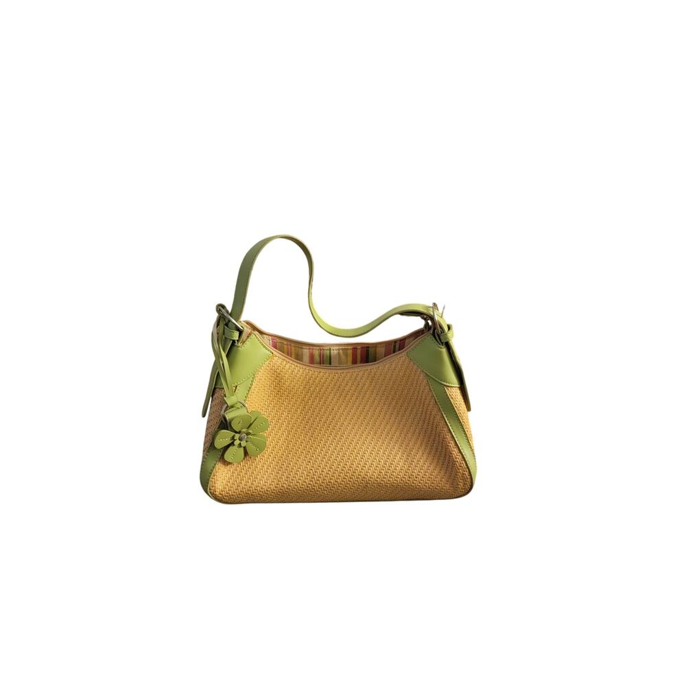 Fossil straw and leather bag
